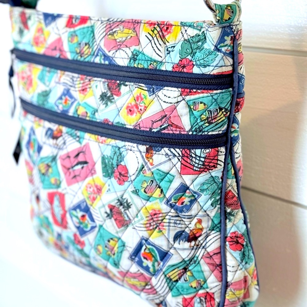Vera Bradley Quilted “Cuban Stamps” Crossbody Hipster Crossbody Bag Purse - Picture 3 of 16